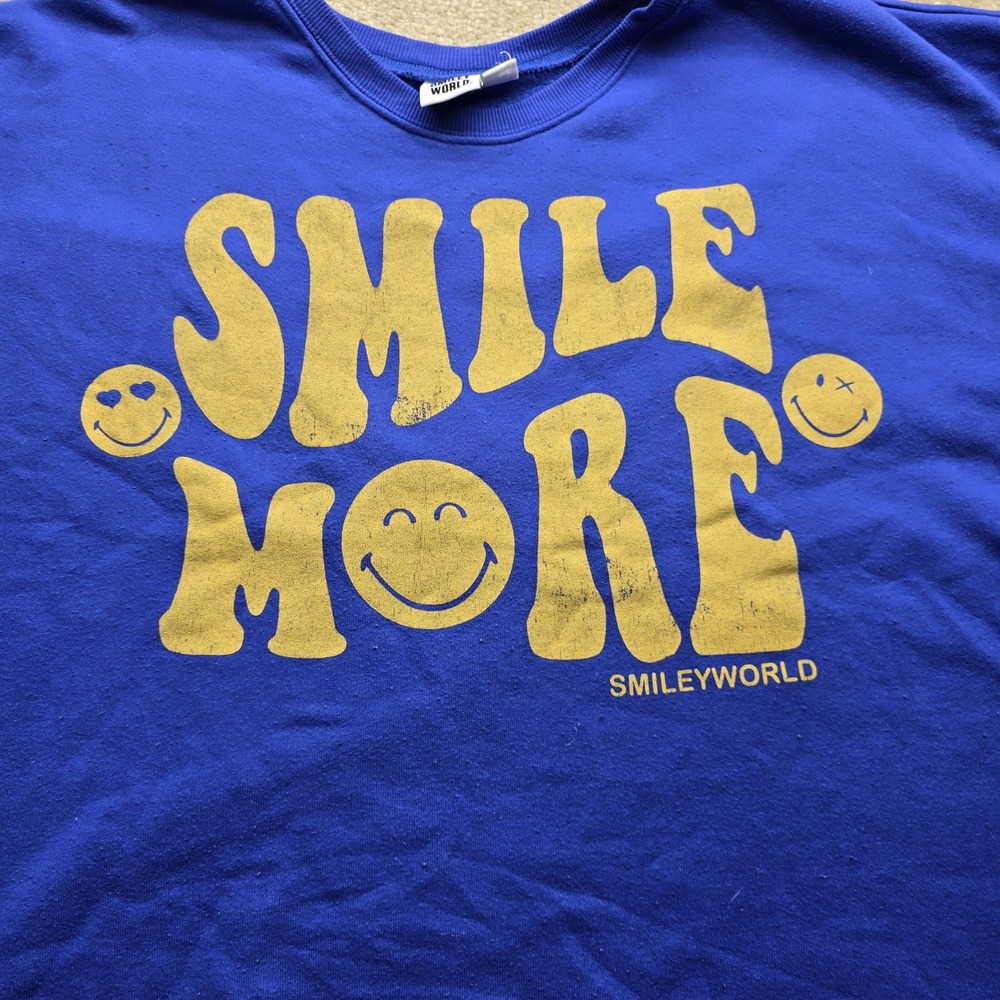 'Smile More' Graphic Tee - Blue/Yellow